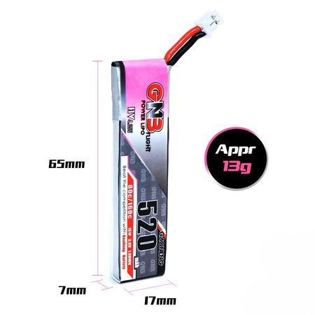 Аккумулятор GNB 520mAh 3.8V 1S 80C LiPo HV PH2.0 &ndash; батарея для 1s дронов