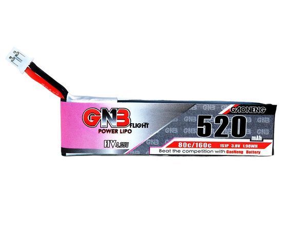 Аккумулятор GNB 520mAh 3.8V 1S 80C LiPo HV PH2.0 &ndash; батарея для 1s дронов