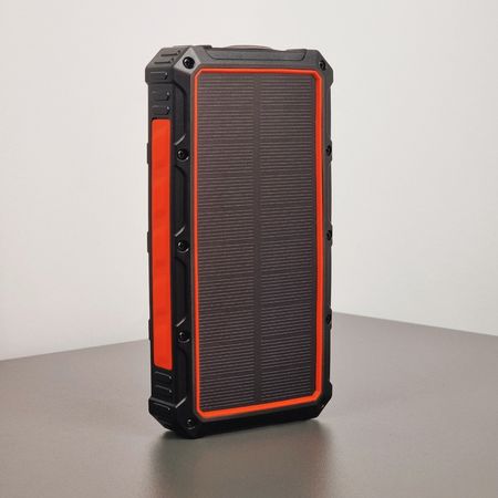 Внешний аккумулятор Powerbank 36000 mAh IP65 с солнечной батареей и фонариком красный