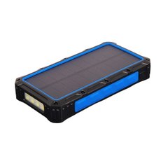 Внешний аккумулятор Powerbank 36000 mAh IP65 с солнечной батареей и фонариком синий