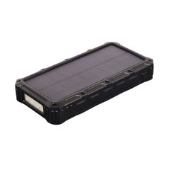 Зовнішній акумулятор Powerbank 36000 mAh IP65 з сонячною батареєю і ліхтариком чорний