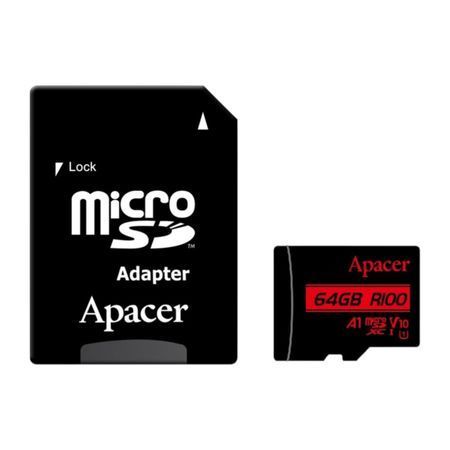 Карта пам'яті MicroSDXC (UHS-1) Apacer 64 GB для запису відео з дрону та SD-адаптером