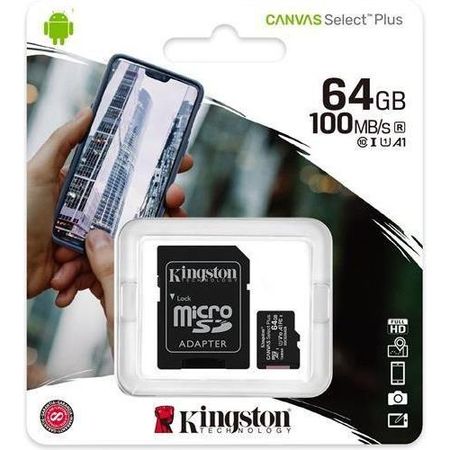 Карта памяти MicroSD 64 GB Kingston для записи видео с дрона и SD-адаптером в комплекте