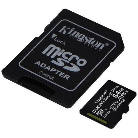 Карта пам'яті MicroSD 64 GB Kingston для запису відео з дрону та SD-адаптером в комплекті