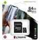 Карта пам'яті MicroSD 64 GB Kingston для запису відео з дрону та SD-адаптером в комплекті